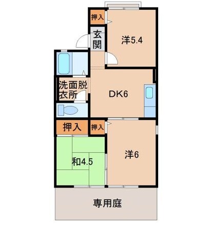 グリーンフルタカタＡ棟の物件間取画像